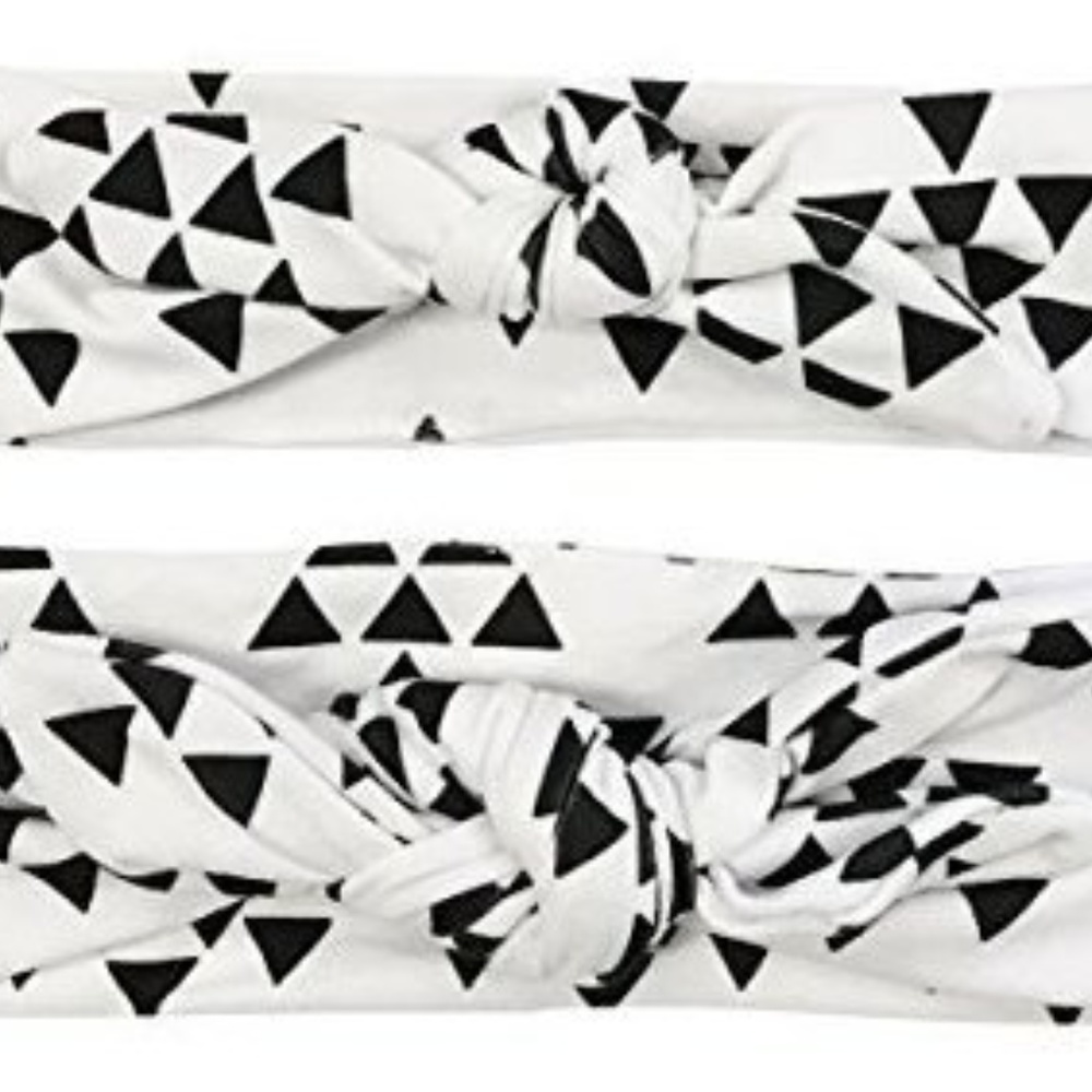 Mommy & Me Headwrap set, retro blk/wht triangles